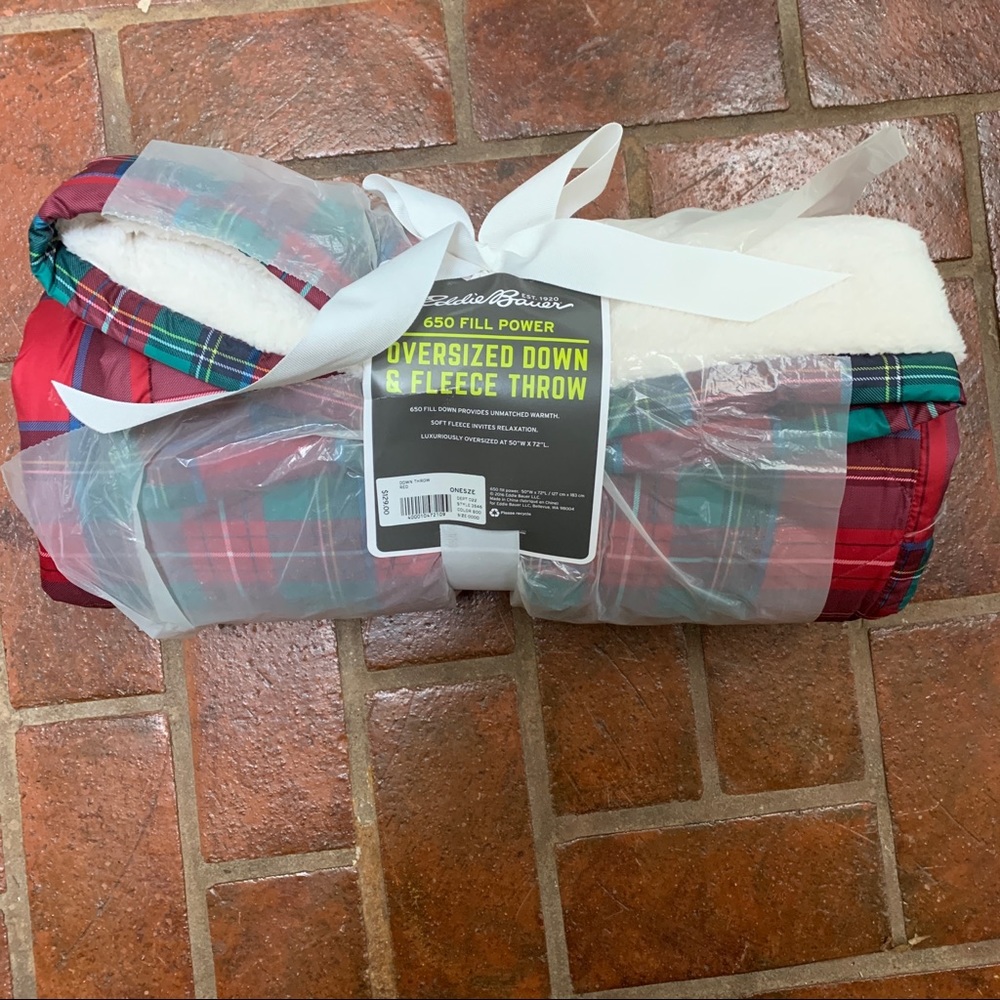 Eddie Bauer Holiday Plaid Down & Fleece Blanket
